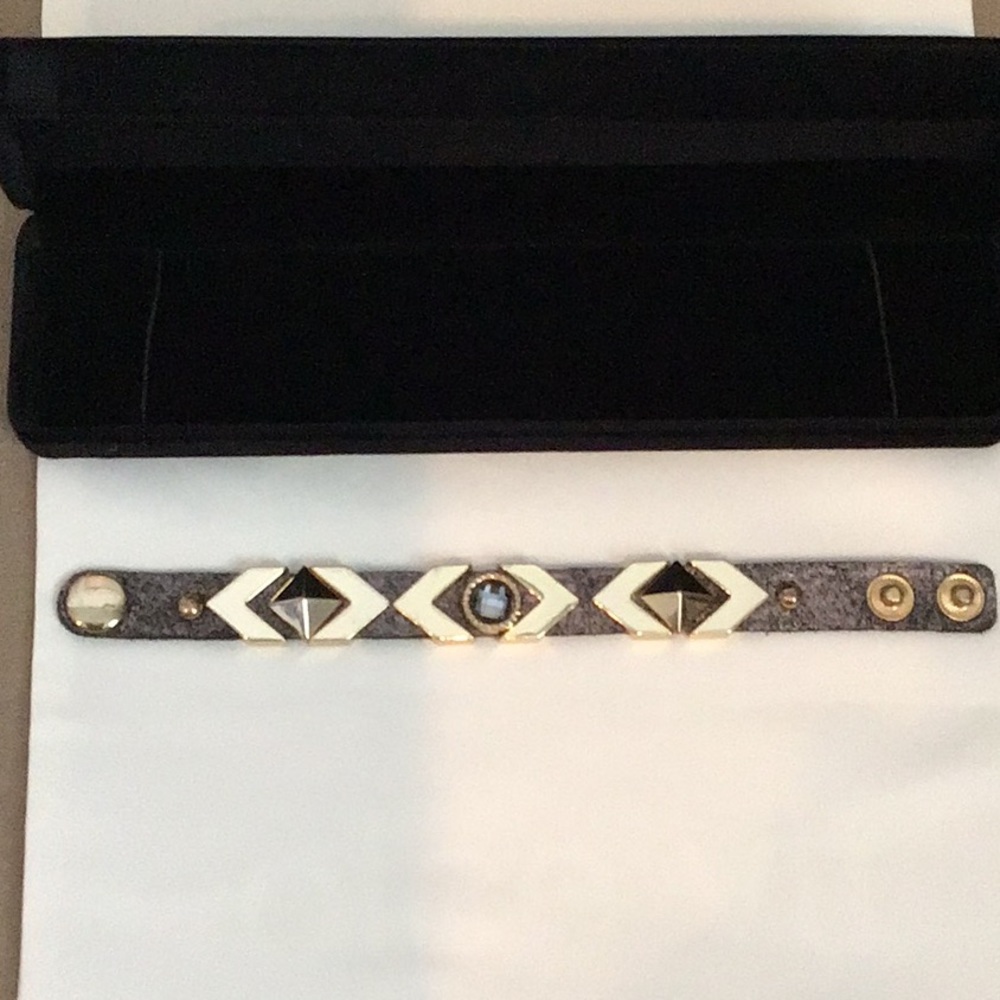 Italian leather & gold studded bracelet